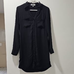 Express The Portofino Shirt‎ Dress Black Long Sleeve Button Up Size XS